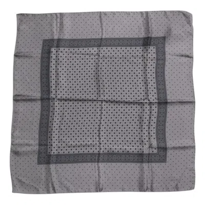 Dolce & Gabbana Gray Polka Dot Silk Square Men Foulard Scarf In Multi