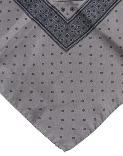 Dolce & Gabbana Gray Polka Dot Silk Square Men Foulard Scarf In Multi