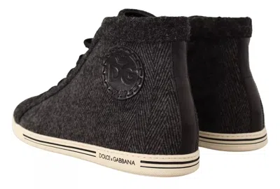 Dolce & Gabbana Gray Wool Cotton Casual High Top Men's Sneakers In Gray