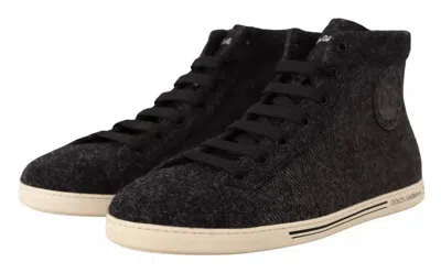 Dolce & Gabbana Gray Wool Cotton Casual High Top Men's Sneakers In Gray