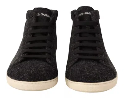 Dolce & Gabbana Gray Wool Cotton Casual High Top Men's Sneakers In Gray