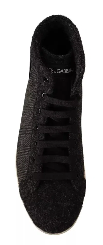Dolce & Gabbana Gray Wool Cotton Casual High Top Men's Sneakers In Gray