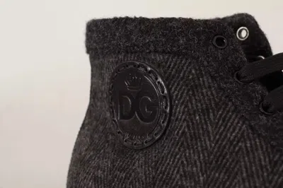 Dolce & Gabbana Gray Wool Cotton Casual High Top Men's Sneakers In Gray