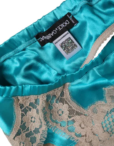 Dolce & Gabbana Green Floral Lace Silk Non Wire Bra Women's Underwear In Blue