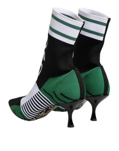 Dolce & Gabbana Green Stretch Sock Style Ankle Boots Shoes In Green