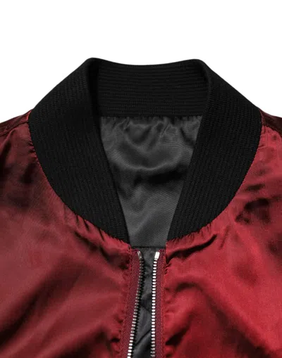 Pre-owned Dolce & Gabbana Maroon Nylon Dg Crown Embroidery Men's Jacket () In Burgundy