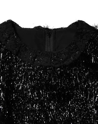 Dolce & Gabbana Metallic Black Polyester A-line Midi Dress In Black