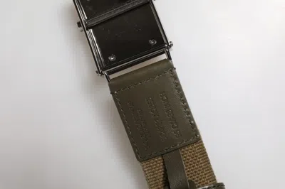 Pre-owned Dolce & Gabbana Military Green Nylon Logo Metal Buckle Men's Belt ()