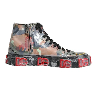 Pre-owned Dolce & Gabbana Multicolor Camouflage High Top Sneakers Men's Shoes ()
