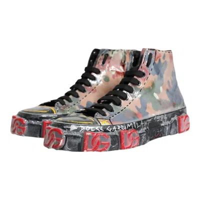 Pre-owned Dolce & Gabbana Multicolor Camouflage High Top Sneakers Men's Shoes ()