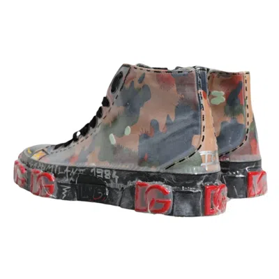 Pre-owned Dolce & Gabbana Multicolor Camouflage High Top Sneakers Men's Shoes ()