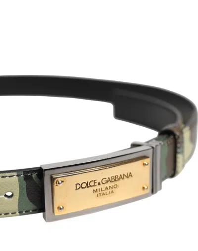 Pre-owned Dolce & Gabbana Multicolor Camouflage Metal Logo Buckle Men's Belt ()