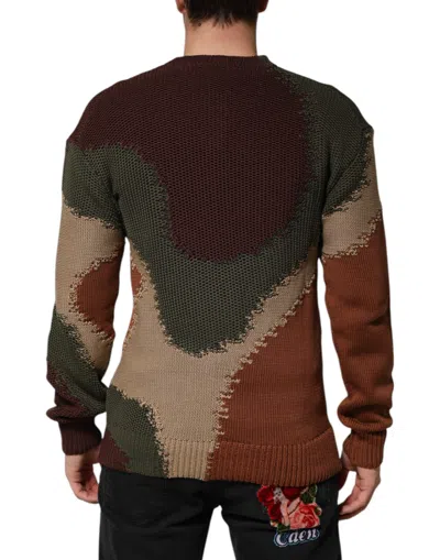 Dolce & Gabbana Multicolor Cotton Abstract Men Pullover Sweater In Multi