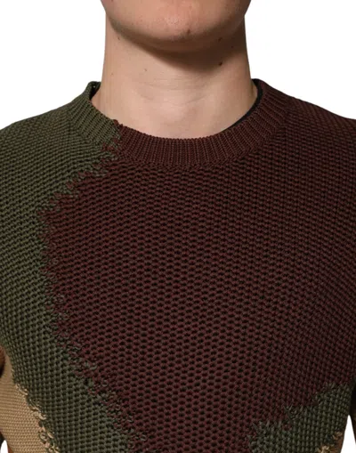 Dolce & Gabbana Multicolor Cotton Abstract Men Pullover Sweater In Multi