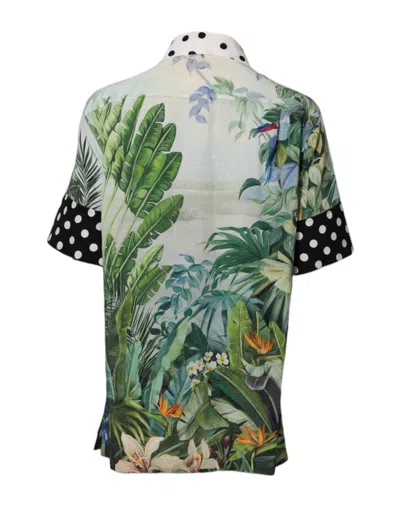 Dolce & Gabbana Multicolor Printed Silk Collared Shirt Women's Top In Multi