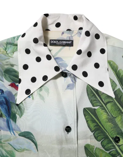 Dolce & Gabbana Multicolor Printed Silk Collared Shirt Women's Top In Multi
