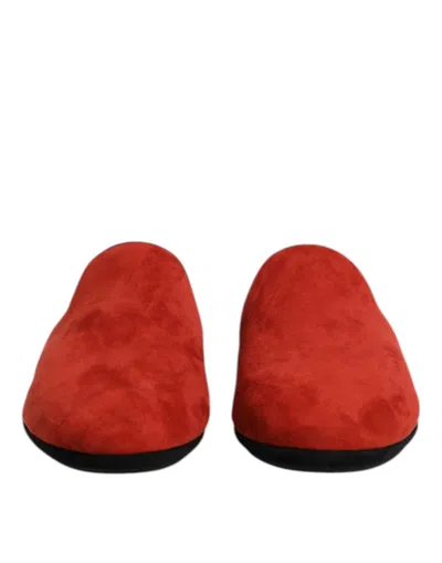 Dolce & Gabbana Orange Suede Slides Flat Slipper Men's Shoes In Orange