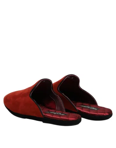 Dolce & Gabbana Orange Suede Slides Flat Slipper Men's Shoes In Orange