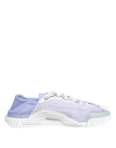 Pre-owned Dolce & Gabbana Purple White Ns1 Lace Up Low Top Sneakers Men's Shoes ()