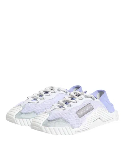 Pre-owned Dolce & Gabbana Purple White Ns1 Lace Up Low Top Sneakers Men's Shoes ()