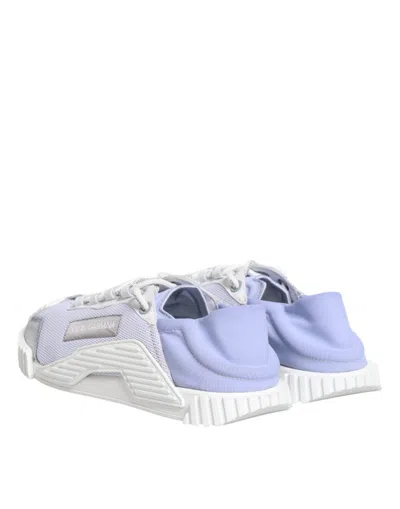 Pre-owned Dolce & Gabbana Purple White Ns1 Lace Up Low Top Sneakers Men's Shoes ()