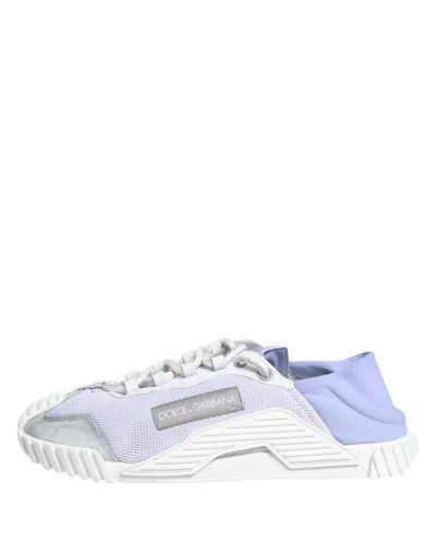 Pre-owned Dolce & Gabbana Purple White Ns1 Lace Up Low Top Sneakers Men's Shoes ()
