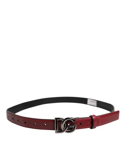 Pre-owned Dolce & Gabbana Red Classic Metal Dg Logo Buckle Men's Belt ()