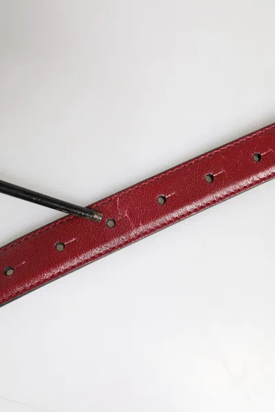 Pre-owned Dolce & Gabbana Red Classic Metal Dg Logo Buckle Men's Belt ()