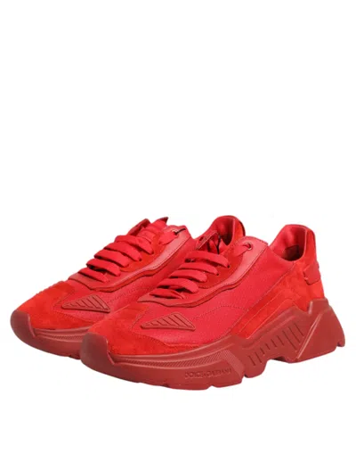 Pre-owned Dolce & Gabbana Red Leather Daymaster Low Top Sneakers Men's Shoes ()