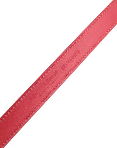 Dolce & Gabbana Red Leather Square Metal Buckle Cintura Belt In Red