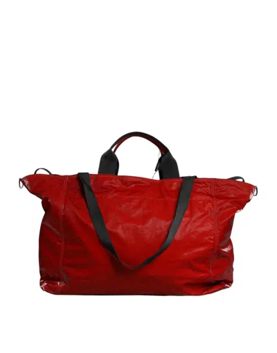 Dolce & Gabbana Red Nylon Hand Shoulder Duffel Travel Men's Bag