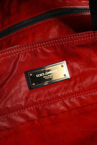 Dolce & Gabbana Red Nylon Hand Shoulder Duffel Travel Men's Bag