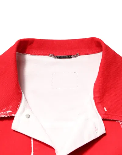 Pre-owned Dolce & Gabbana Red Sleeveless Logo Plaque Vest Men's Jacket ()