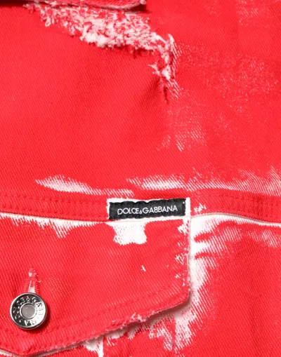 Pre-owned Dolce & Gabbana Red Sleeveless Logo Plaque Vest Men's Jacket ()