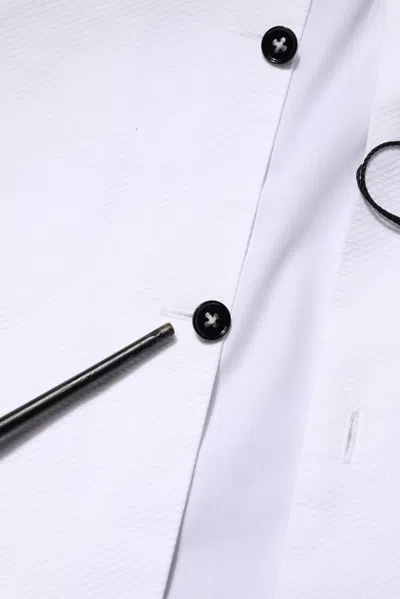 Pre-owned Dolce & Gabbana White Bib Cotton Poplin Gold Men Formal Men's Shirt ()