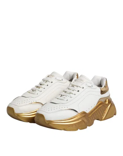 Pre-owned Dolce & Gabbana White Gold Daymaster Low Top Sneakers Women's Shoes ()