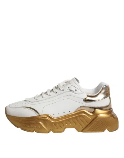 Pre-owned Dolce & Gabbana White Gold Daymaster Low Top Sneakers Women's Shoes ()