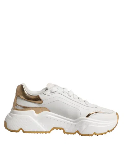 Pre-owned Dolce & Gabbana White Gold Daymaster Low Top Sneakers Women's Shoes ()