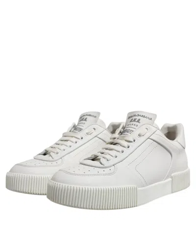 Pre-owned Dolce & Gabbana White Leather Miami Low Top Sneakers Men's Shoes ()