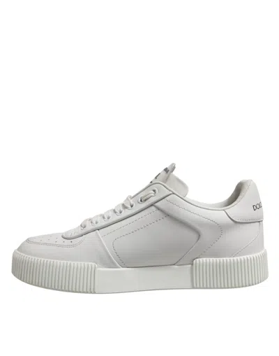 Pre-owned Dolce & Gabbana White Leather Miami Low Top Sneakers Men's Shoes ()