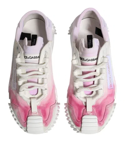 Pre-owned Dolce & Gabbana White Ns1 Lace Up Low Top Sneakers Women's Shoes ()