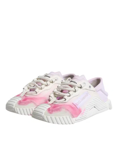 Pre-owned Dolce & Gabbana White Ns1 Lace Up Low Top Sneakers Women's Shoes ()