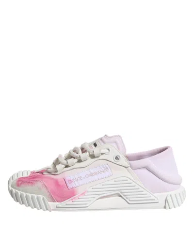 Pre-owned Dolce & Gabbana White Ns1 Lace Up Low Top Sneakers Women's Shoes ()
