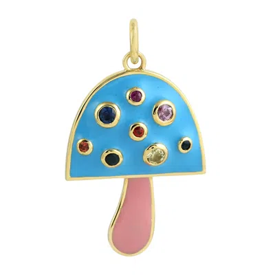 Artisan Women's Statement Rainbow Sapphire Mushroom Pendant In Gold In Blue