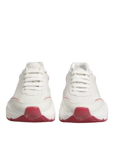 Dolce & Gabbana White Pink Daymaster Low Top Sneakers Shoes In Multi