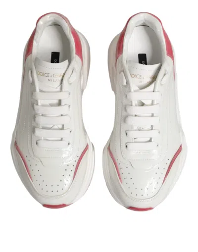 Dolce & Gabbana White Pink Daymaster Low Top Sneakers Shoes In Multi