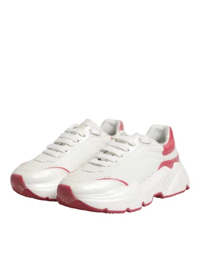 Dolce & Gabbana White Pink Daymaster Low Top Sneakers Shoes In Multi