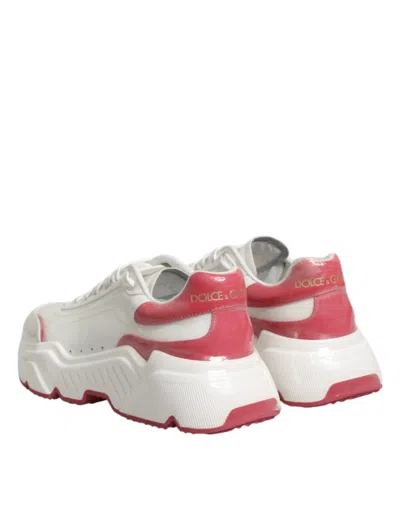 Dolce & Gabbana White Pink Daymaster Low Top Sneakers Shoes In Multi