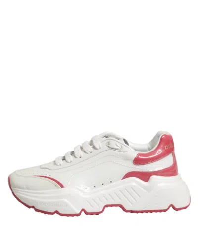 Dolce & Gabbana White Pink Daymaster Low Top Sneakers Shoes In Multi