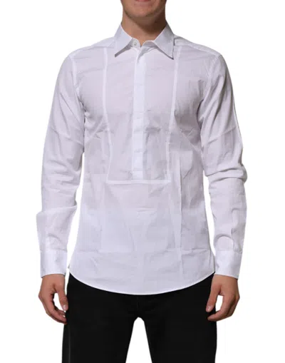 Pre-owned Dolce & Gabbana White Poplin Cotton Formal Men Dress Men's Shirt ()